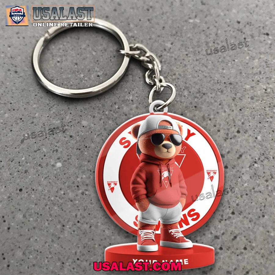 Sydney Swans Football Club Teddy Bear Custom Keychain