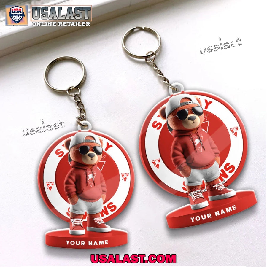 Sydney Swans Football Club Teddy Bear Custom Keychain