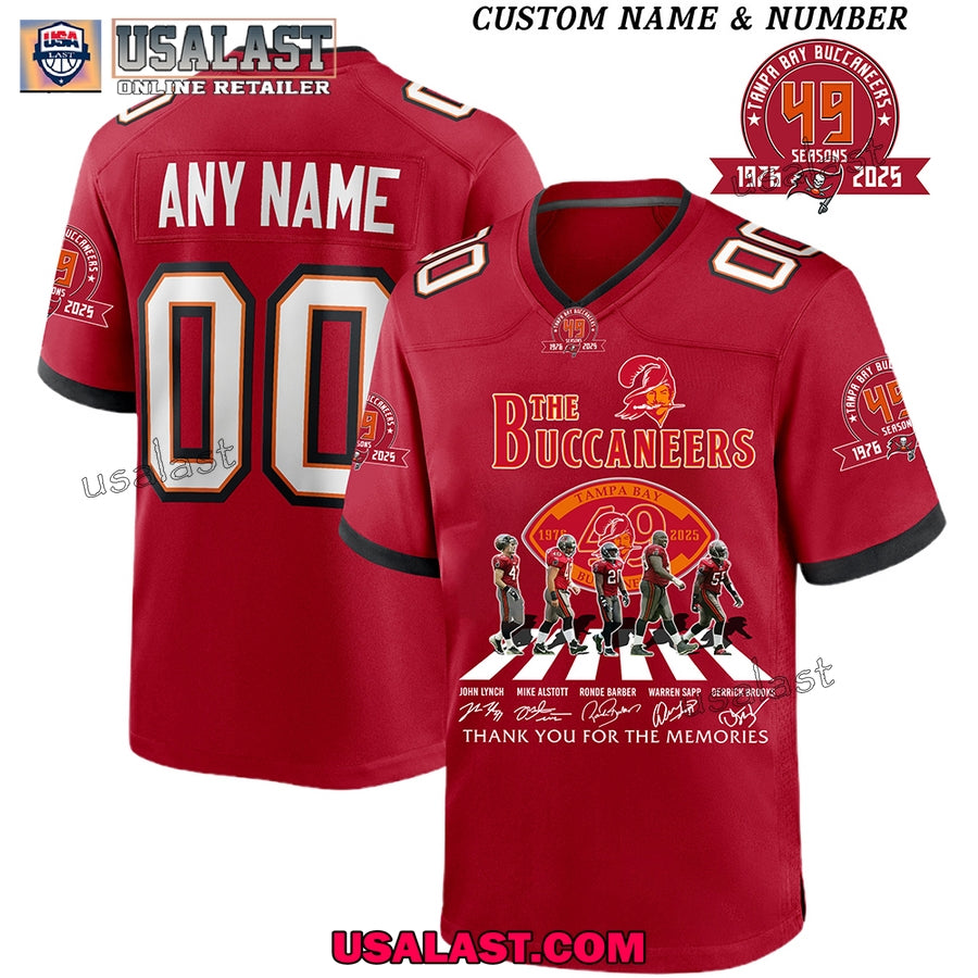 Tampa Bay Buccaneers 49th Anniversary 1976-2025 V-neck Jersey Shirt
