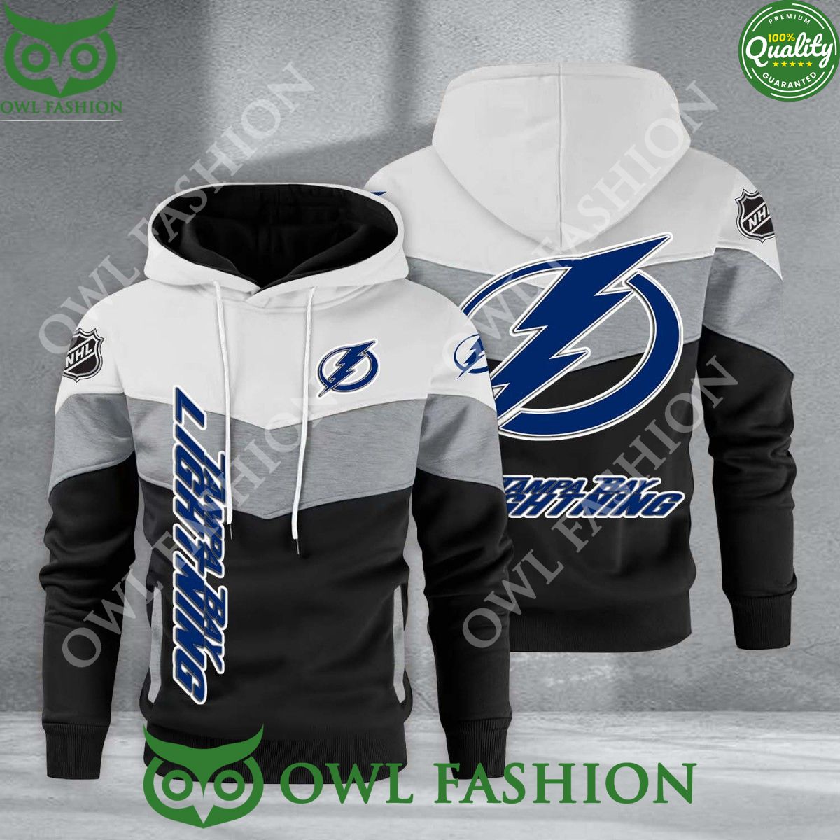 Tampa Bay Lightning NHL Hockey Black White Printed Hoodie