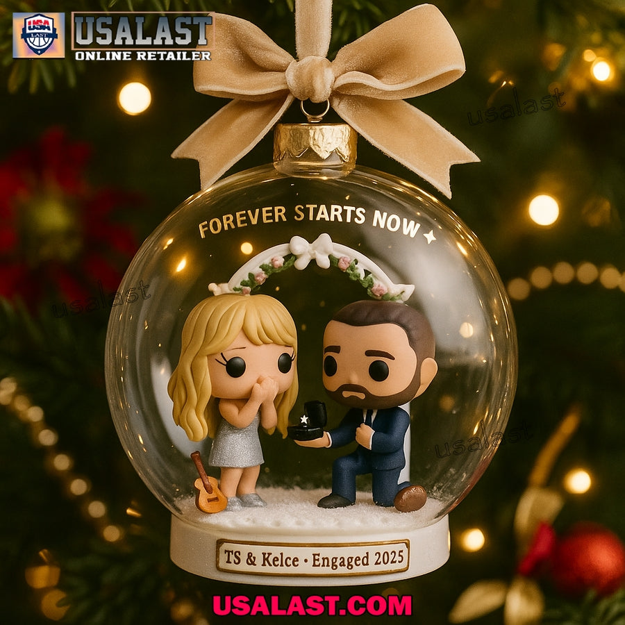 Taylor & Kelce Engagement 2025 Christmas Ornament