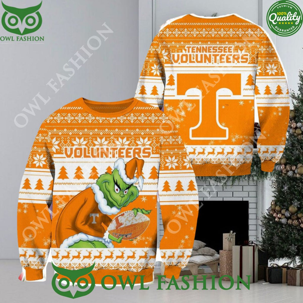 Tennessee Volunteers NCAA Grinch Hug Logo Ugly Christmas Sweater Jumper Special