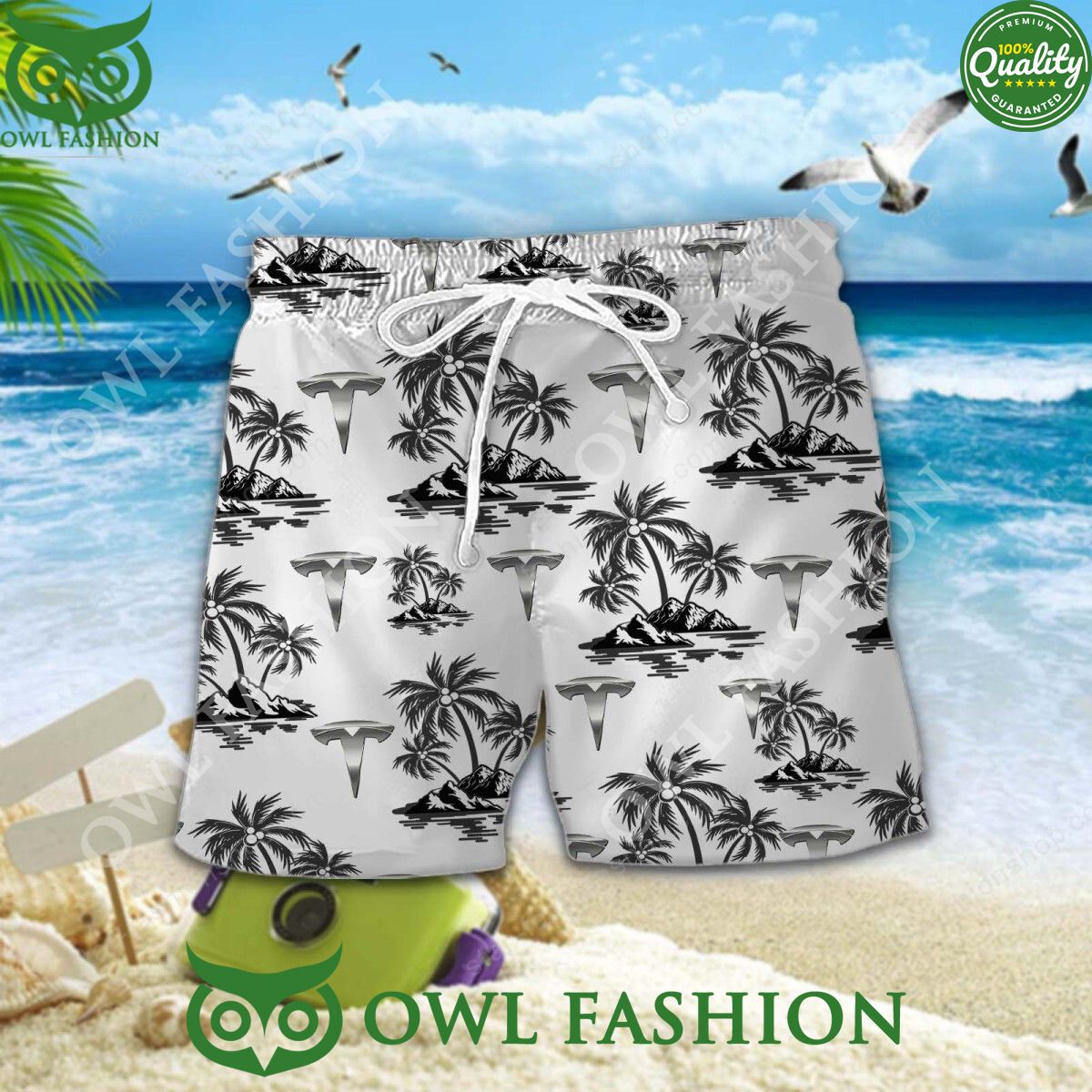 Tesla Electric Automobile Manufacturer Hawaiian Shirt Shorts