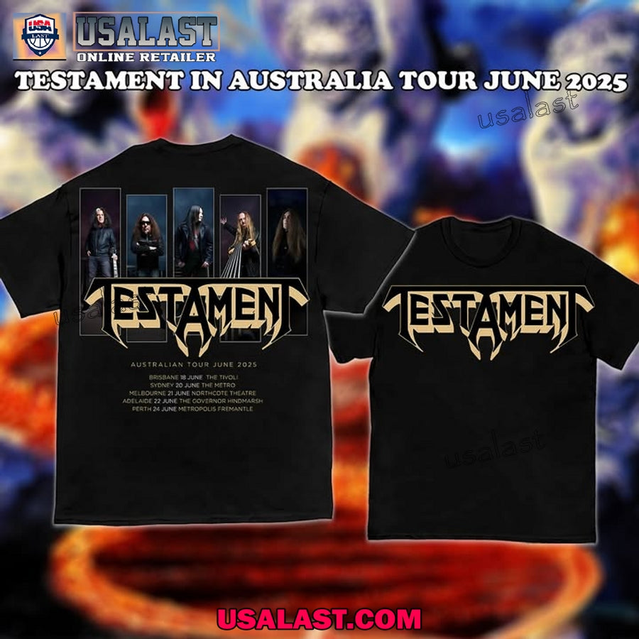 Testament Rock Band Australian Tour June 2025 Tee Shirt