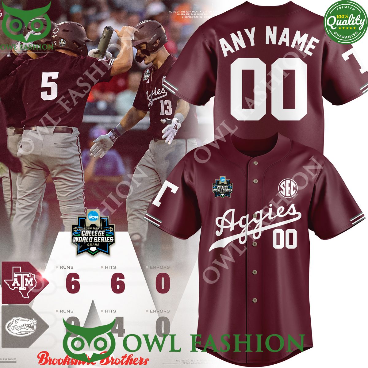 Texas AM Aggies Brookshire Brothers Custom name number Baseball Limited Jersey shirt