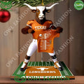 Texas Longhorns beef cattle hold shirt with players name on plastic ornament