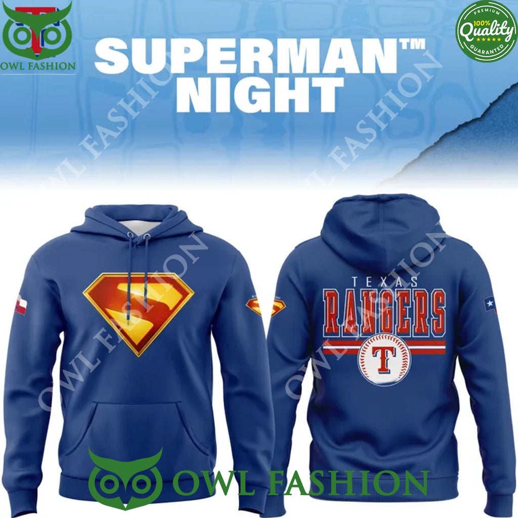 Texas Rangers Superman Night 2025 hoodie like a hero