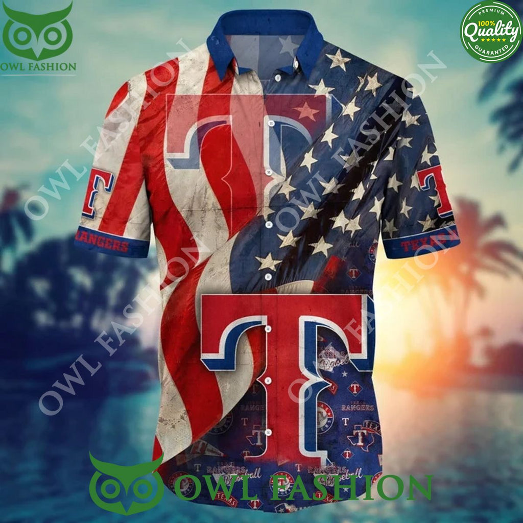 Texas Rangers USA Flag MLB Hawaiian Shirt Independence Day