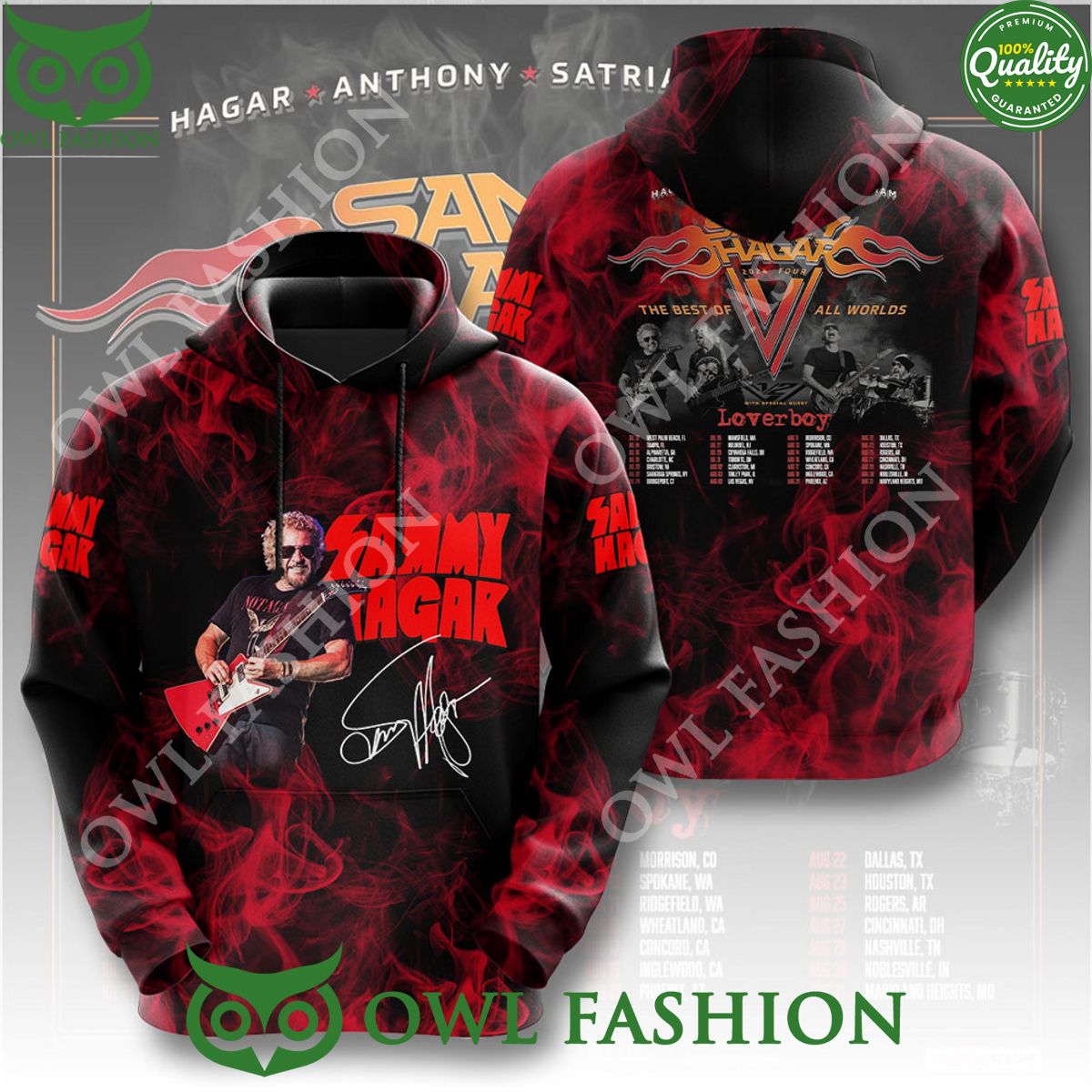 The best of all worlds Sammy Hagar Tour 2024 Red rocker 3D t shirt
