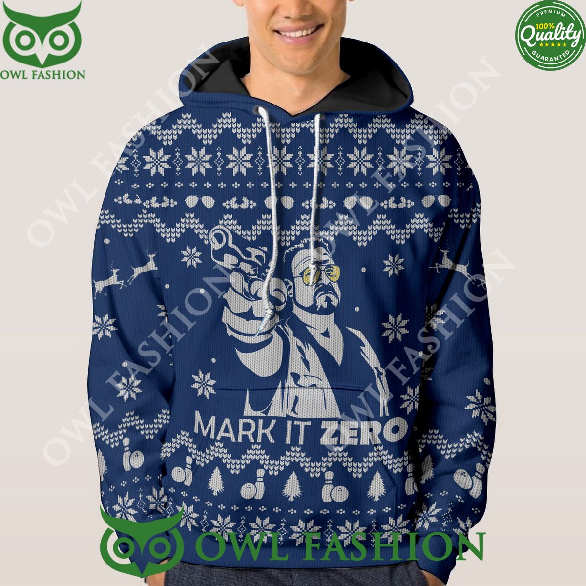 The Big Lebowski Make It Zero Blue Premium Ugly Sweater