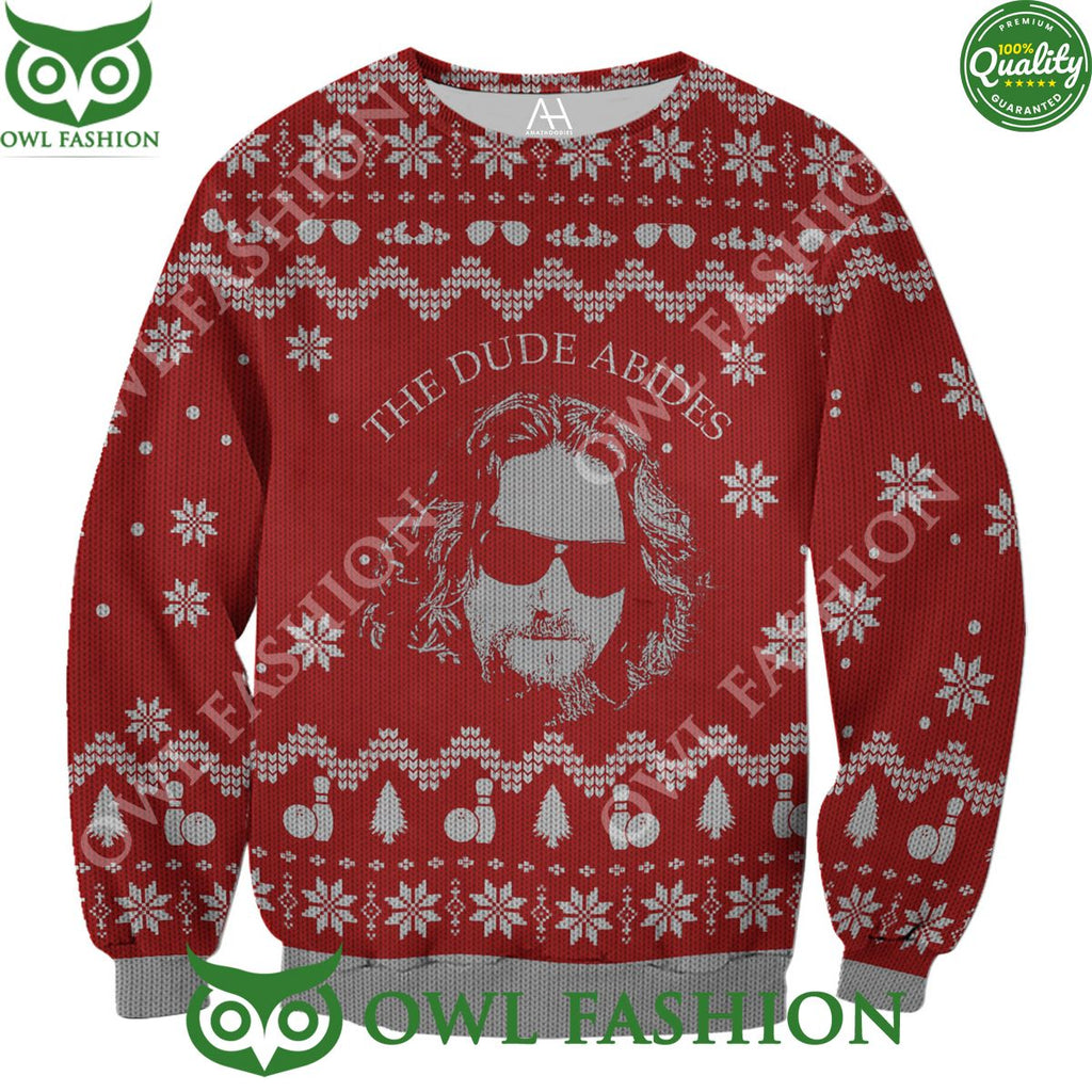 The Big Lebowski The Dude Abides Premium Ugly Sweater