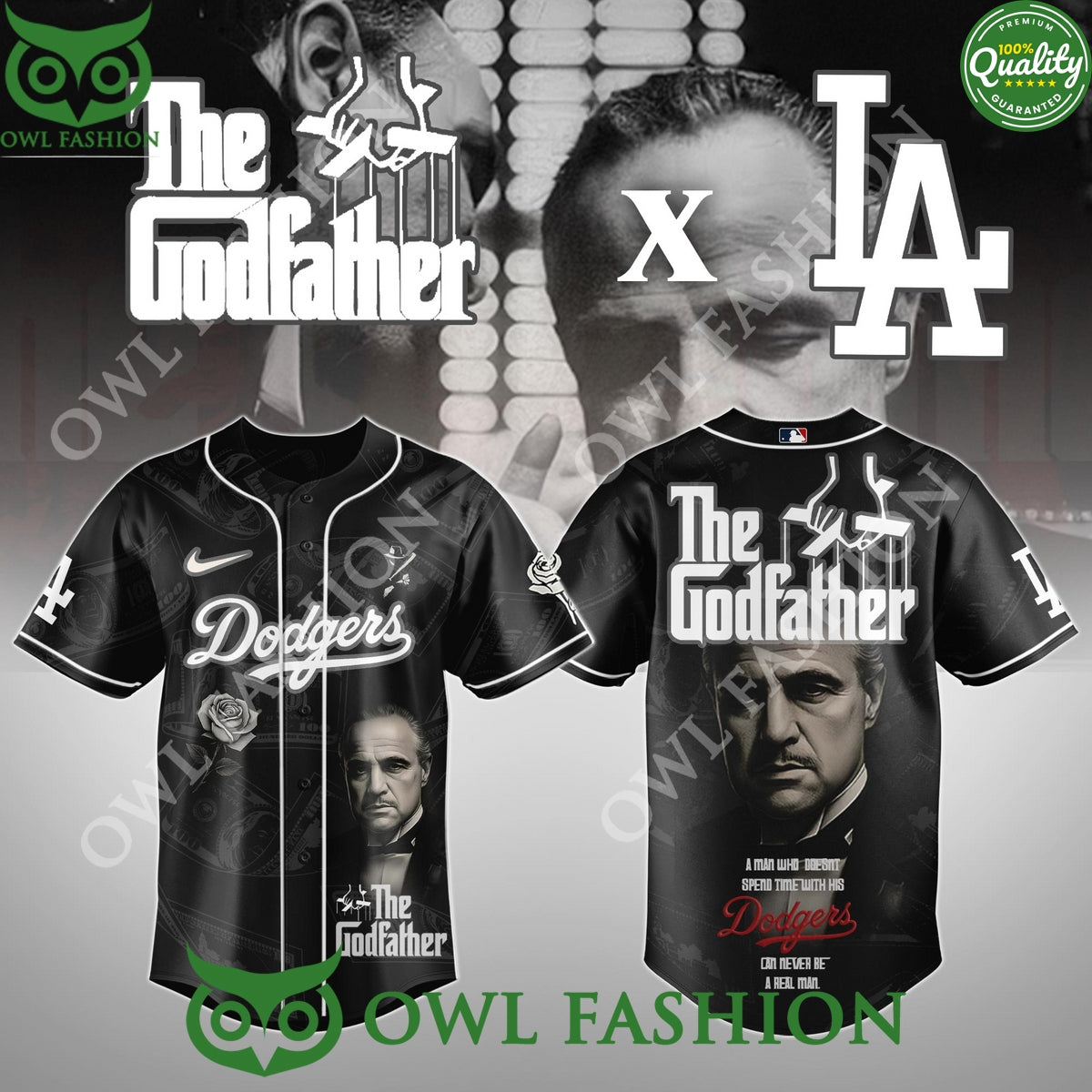 The Godfather x Los Angeles Dodgers Limited baseball Jersey shirt