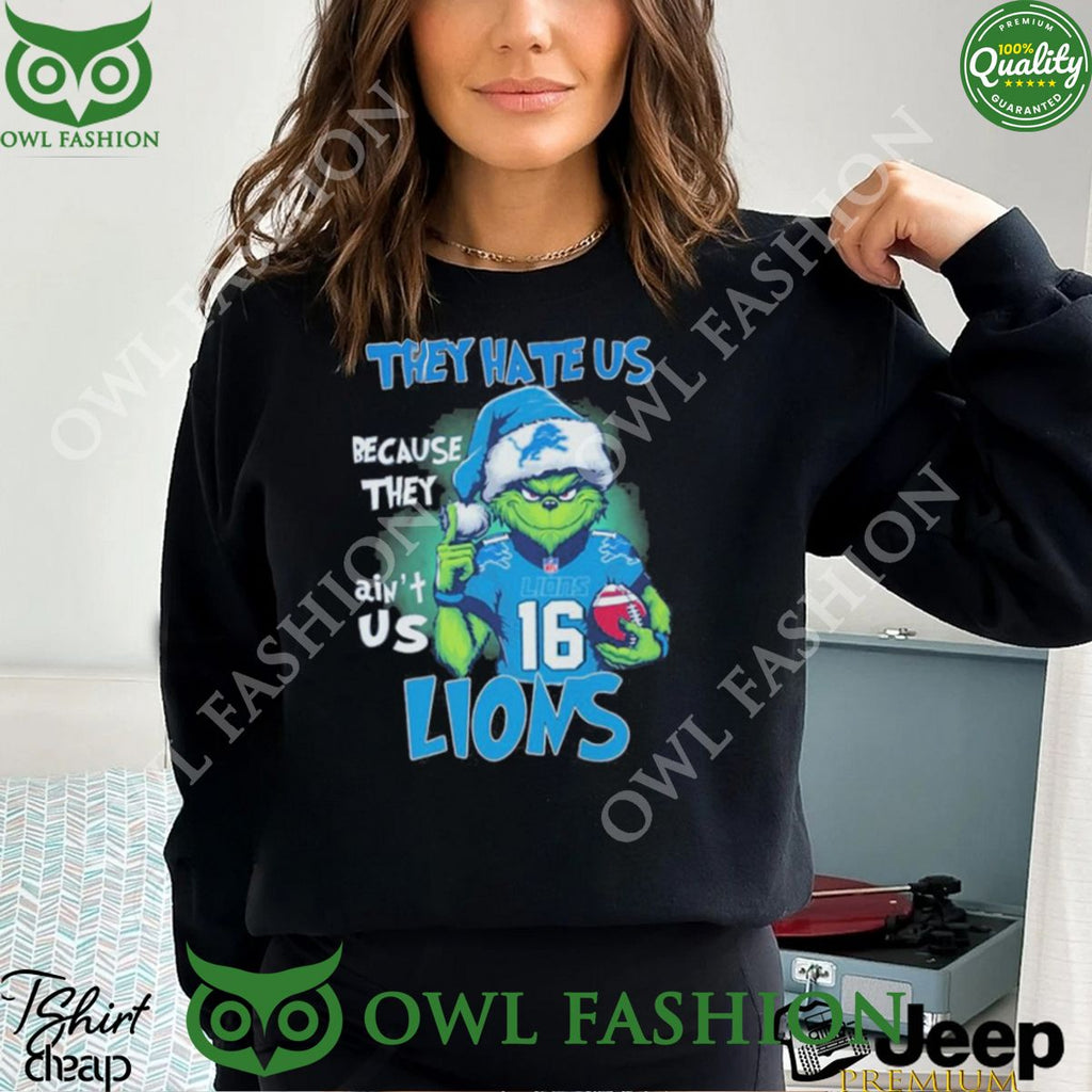 The Grinch Detroit Lions Christmas They Hate Us Because They Ain’t Us Lions Tshirt