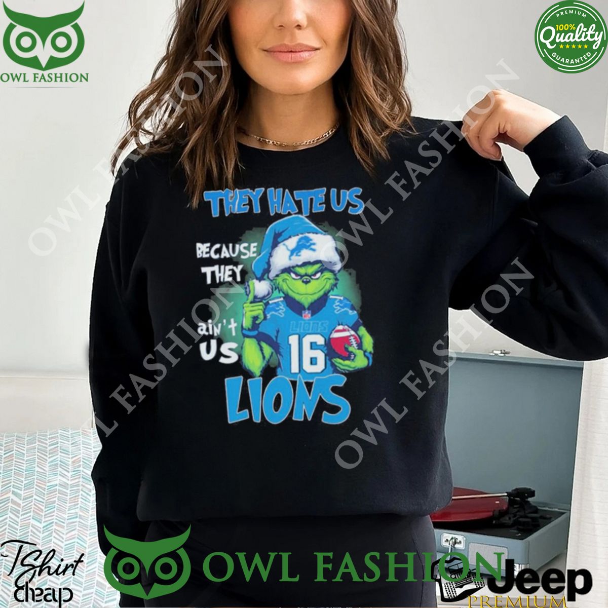 The Grinch Detroit Lions Christmas They Hate Us Because They Ain’t Us Lions Tshirt