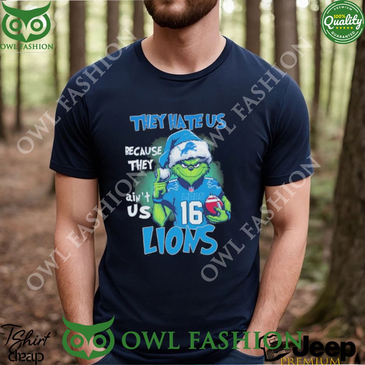 The Grinch Detroit Lions Christmas They Hate Us Because They Ain’t Us Lions Tshirt