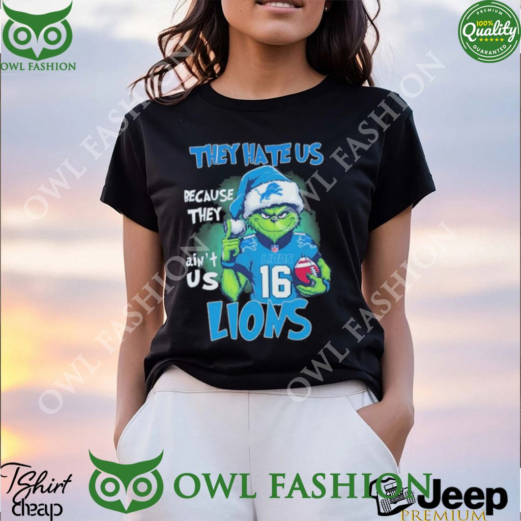 The Grinch Detroit Lions Christmas They Hate Us Because They Ain’t Us Lions Tshirt
