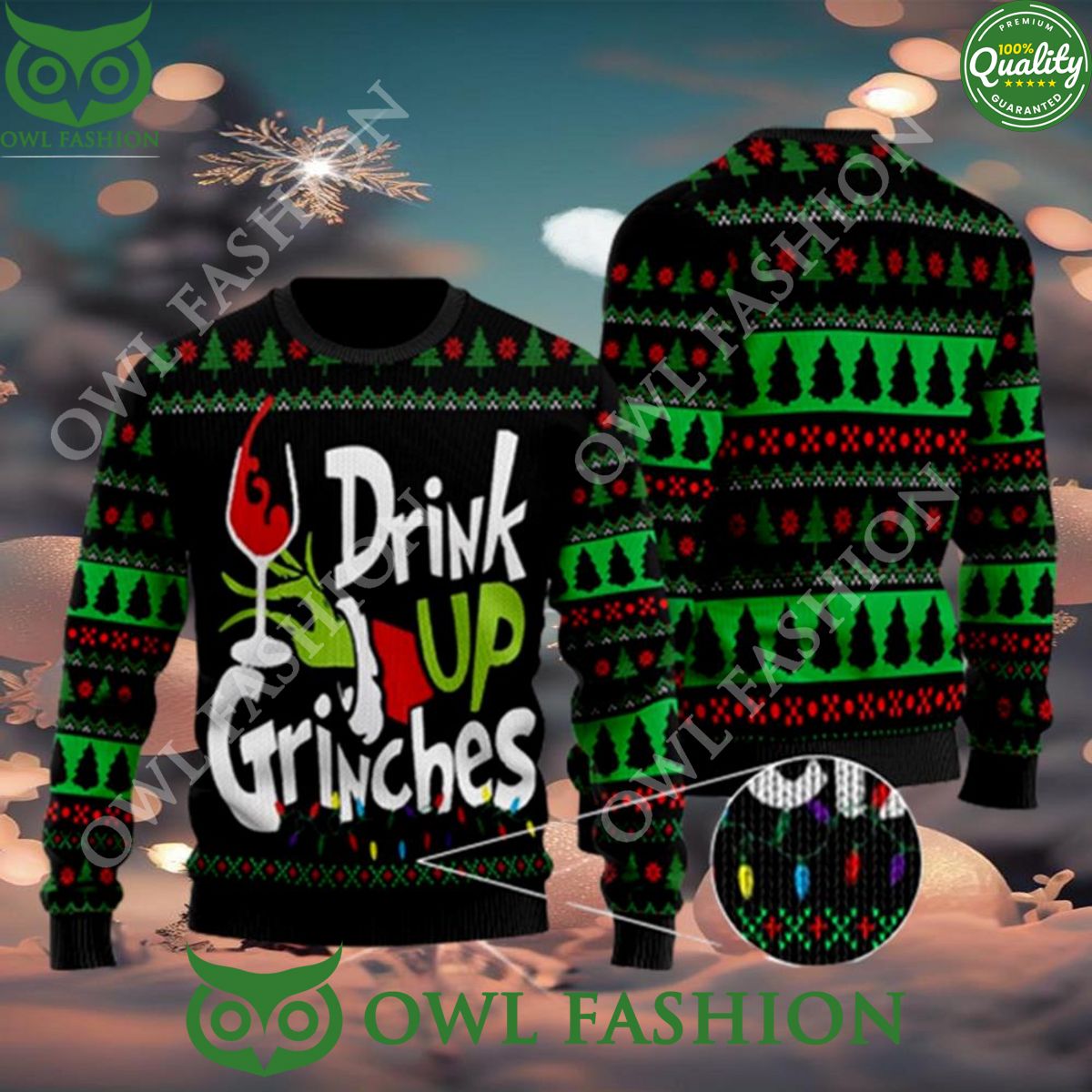 The Grinch Xmas Drink Up Grinches Ugly Christmas Sweater Jumper