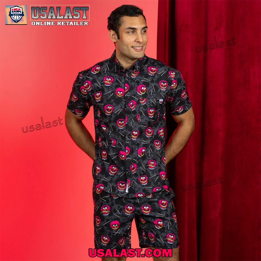 The Muppets Drummer Black Hawaiian Shirt Beach Short