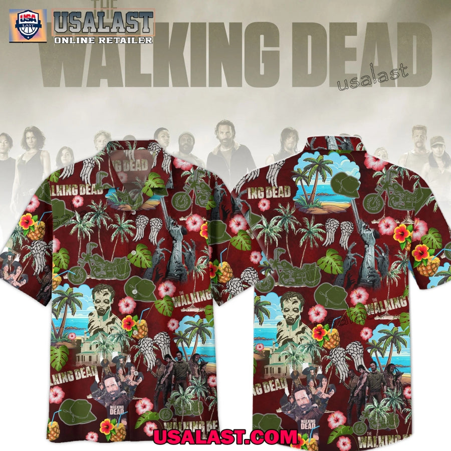 The Walking Dead Tropical Short Sleeve Button Shirt