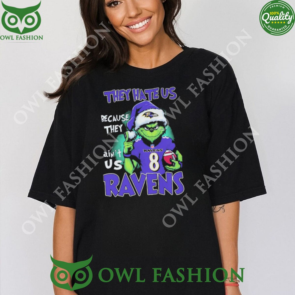 They Hate Us Because Ain’t Us Ravens Santa Grinch Christmas t Shirt