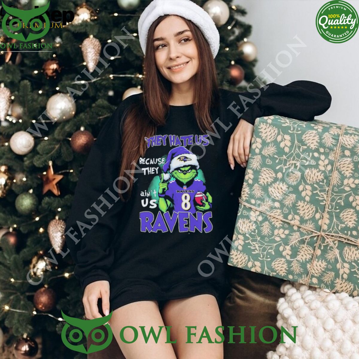 They Hate Us Because Ain’t Us Ravens Santa Grinch Christmas t Shirt