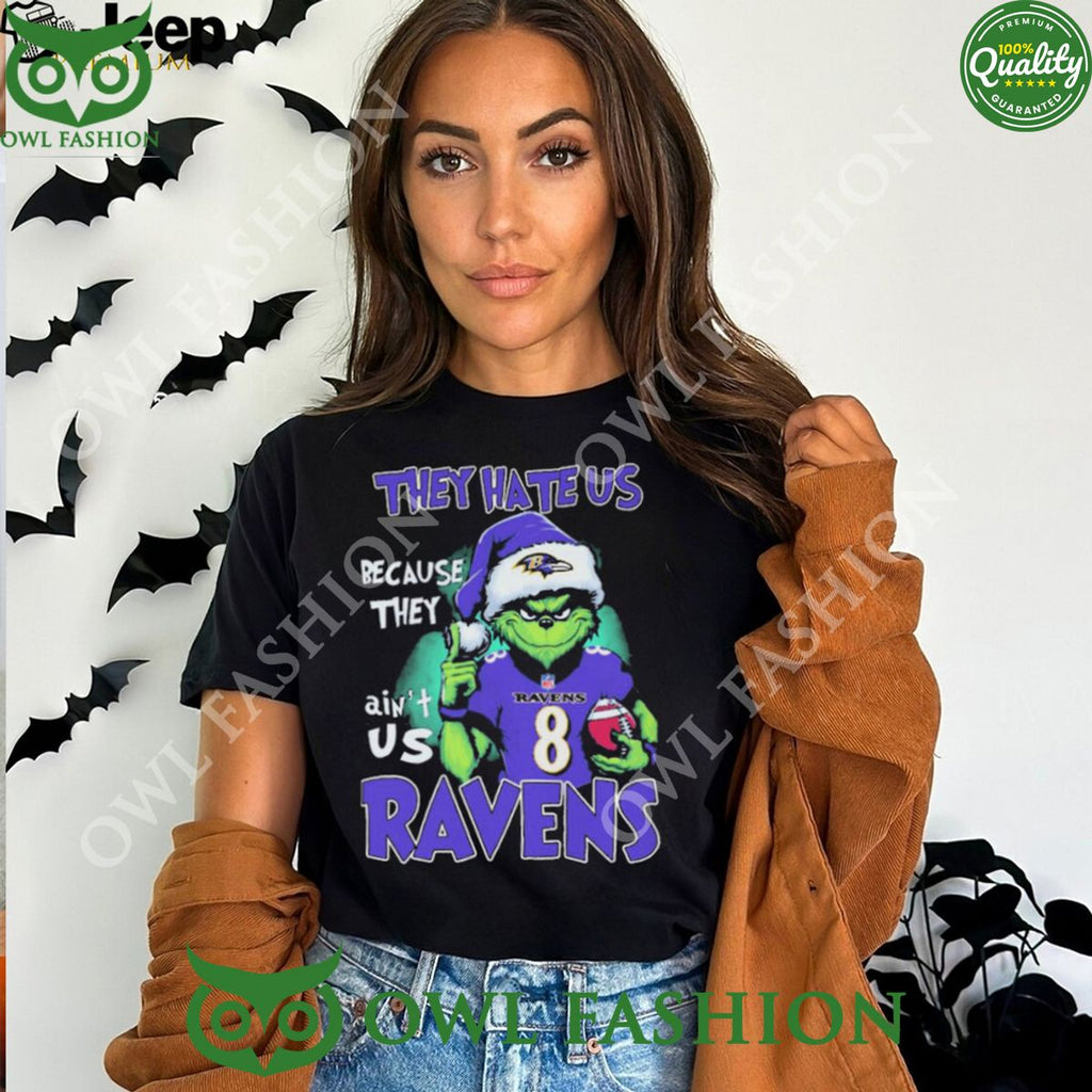 They Hate Us Because Ain’t Us Ravens Santa Grinch Christmas t Shirt