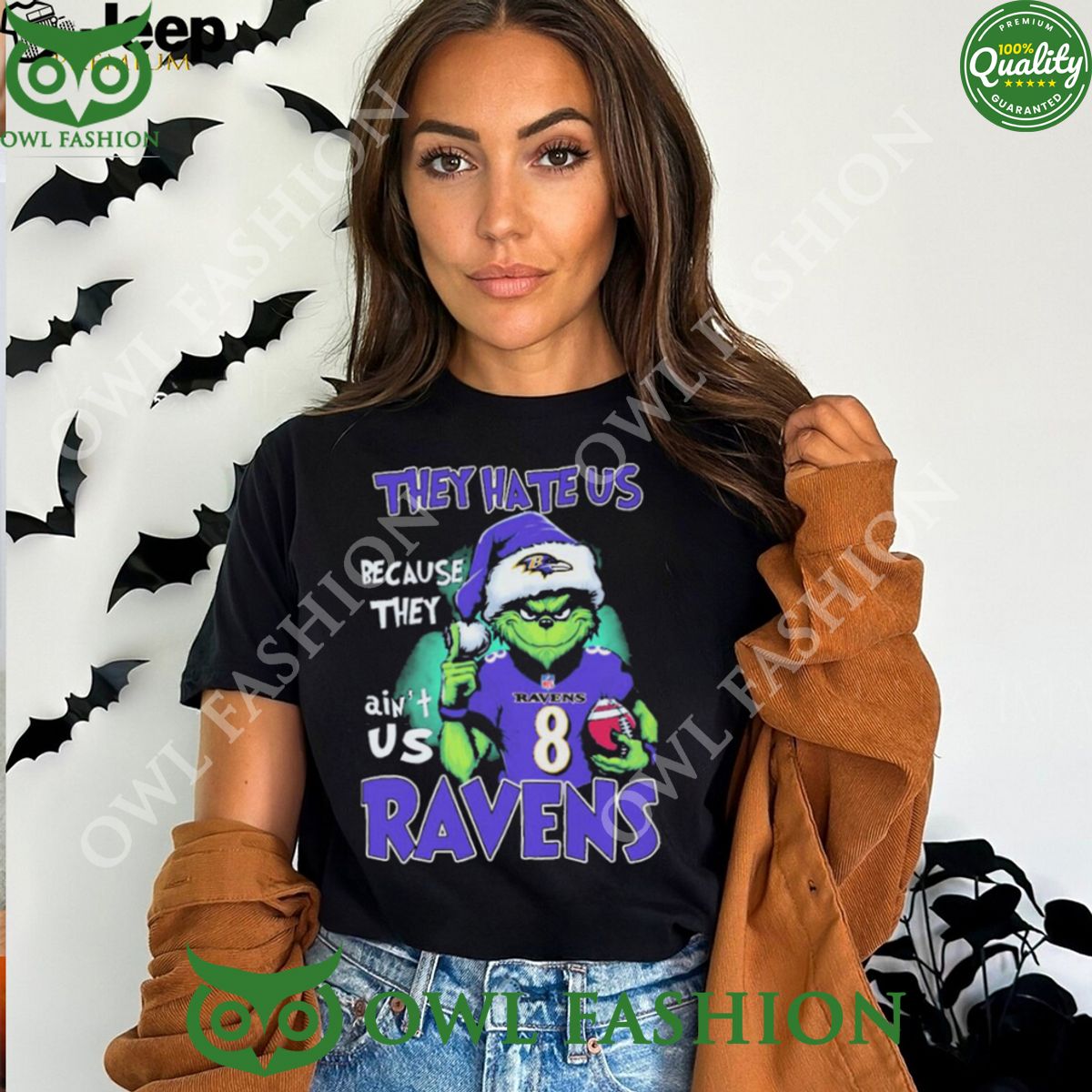 They Hate Us Because Ain’t Us Ravens Santa Grinch Christmas t Shirt