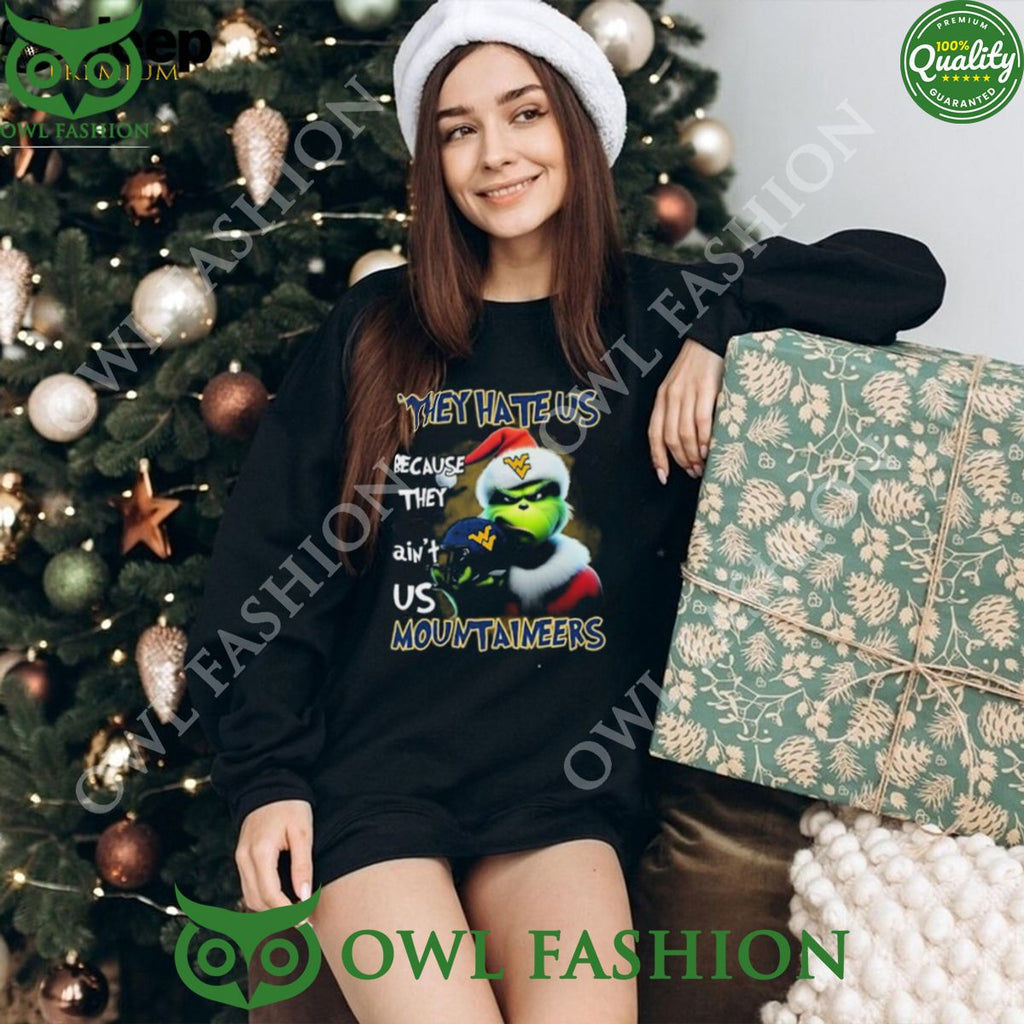 They Hate Us Because Ain’t Us West Virginia Mountaineers Santa Grinch Christmas T-Shirt