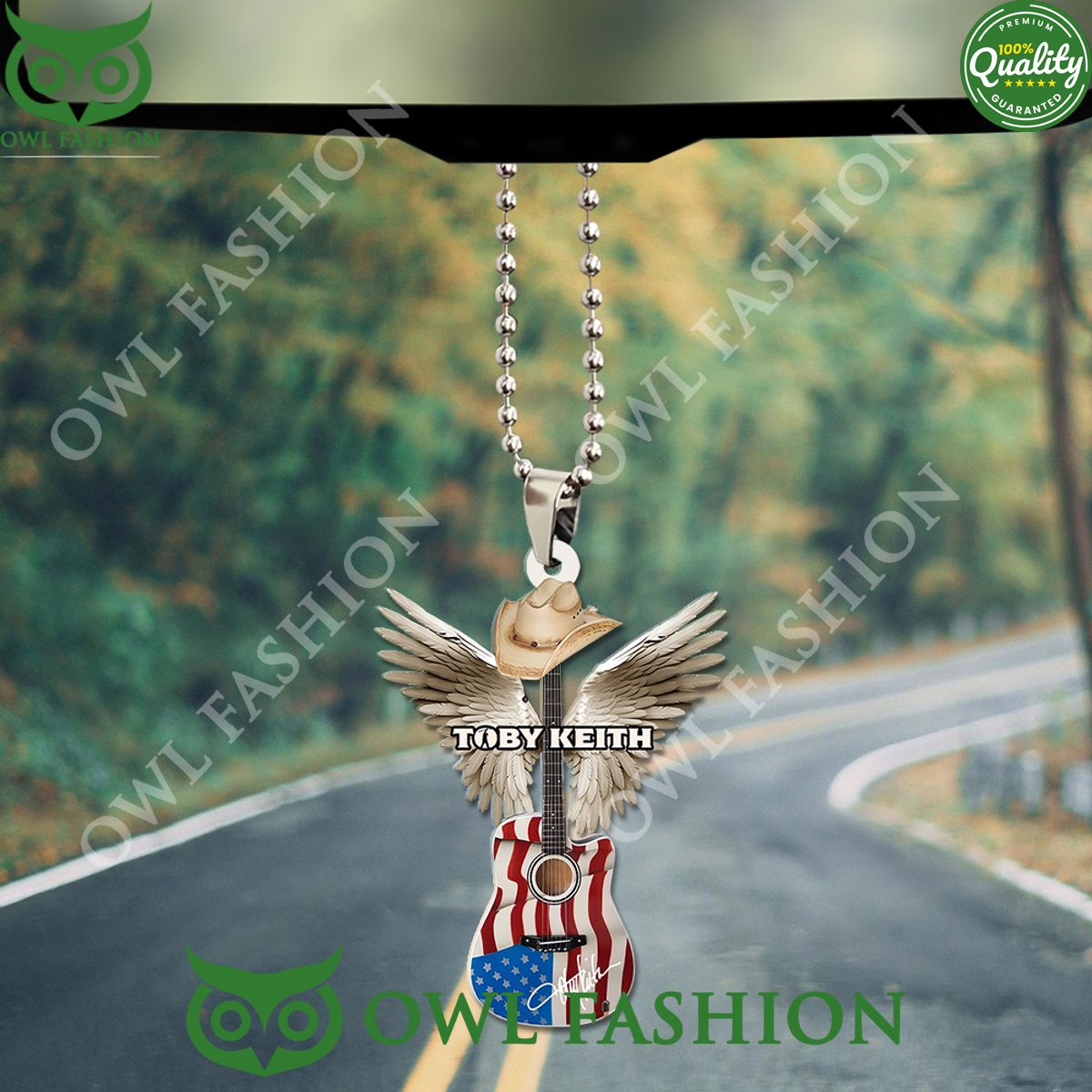 Toby Keith Custom US Flag Guitar Acrylic Car Ornament