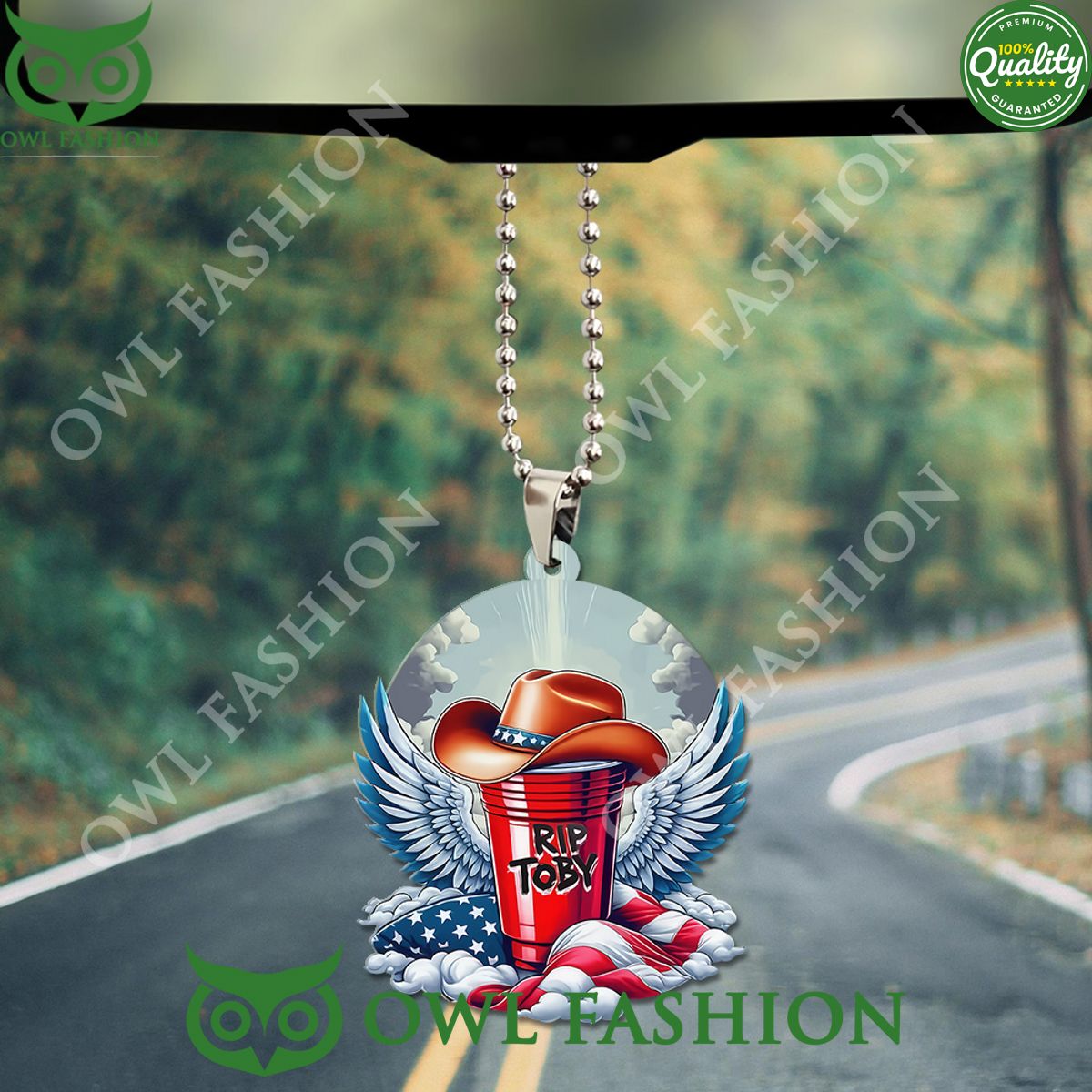 Toby Keith Custom US Flag Pattern Cup Acrylic Car Ornament