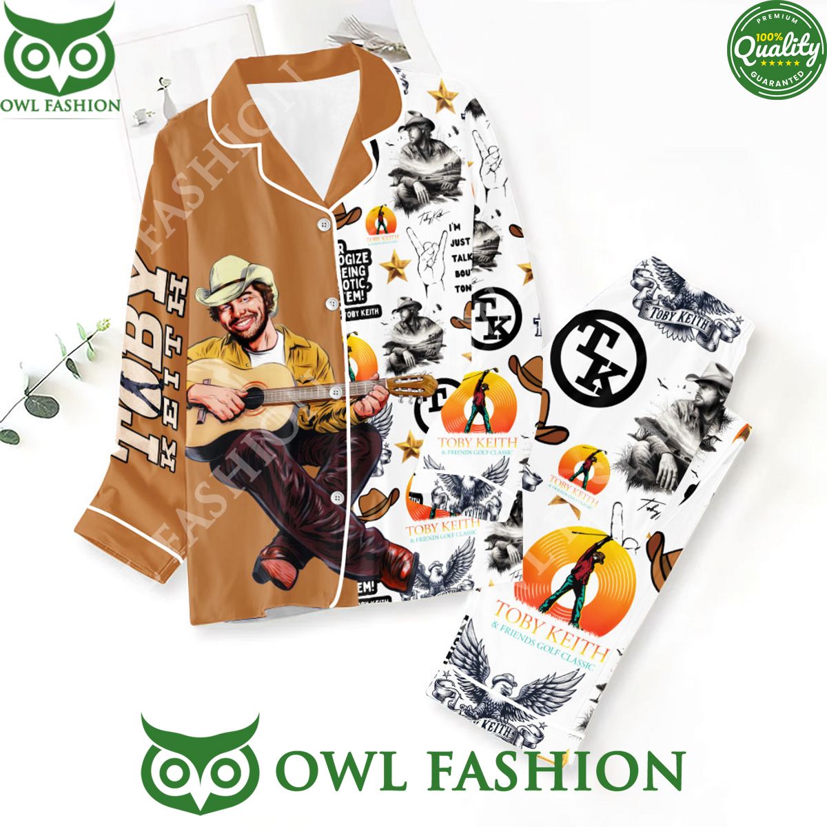 Toby Keith Playing Guitar Logo Pajamas Set