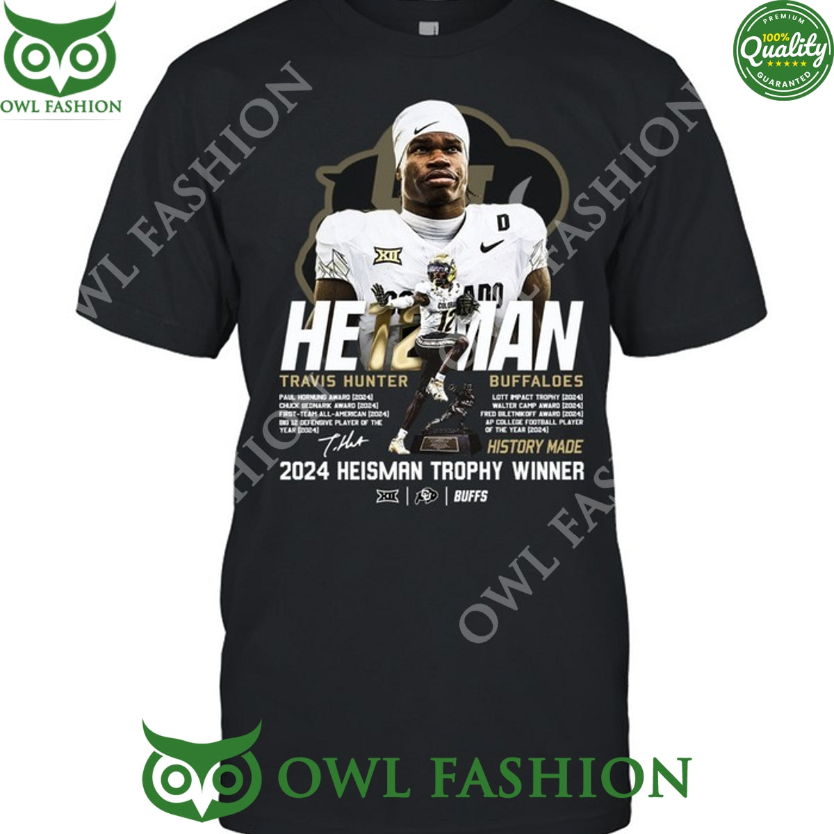 Travis Heisman Hunter 12 Colorado Buffaloes football Trophy Winner t shirt