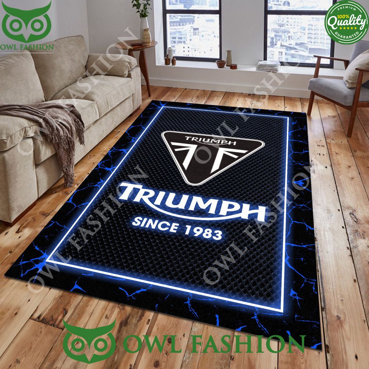 Triumph Motorcycles Custom Color Living Room Carpet Rug