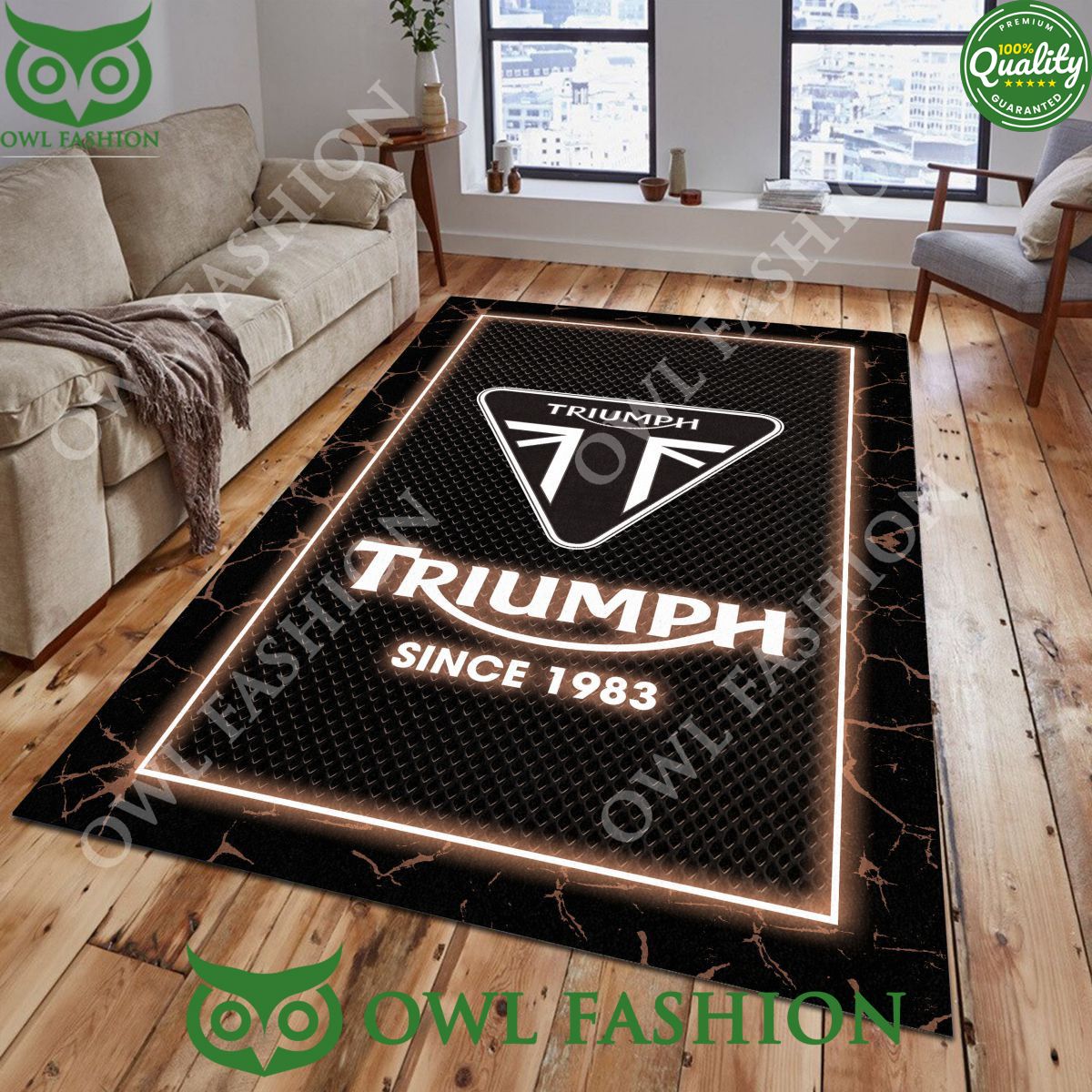 Triumph Motorcycles Custom Color Living Room Carpet Rug