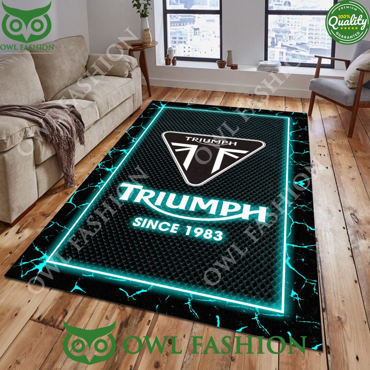 Triumph Motorcycles Custom Color Living Room Carpet Rug