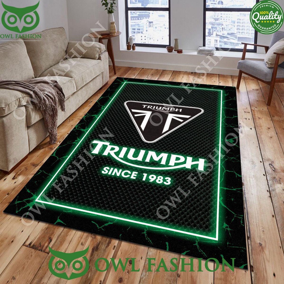 Triumph Motorcycles Custom Color Living Room Carpet Rug