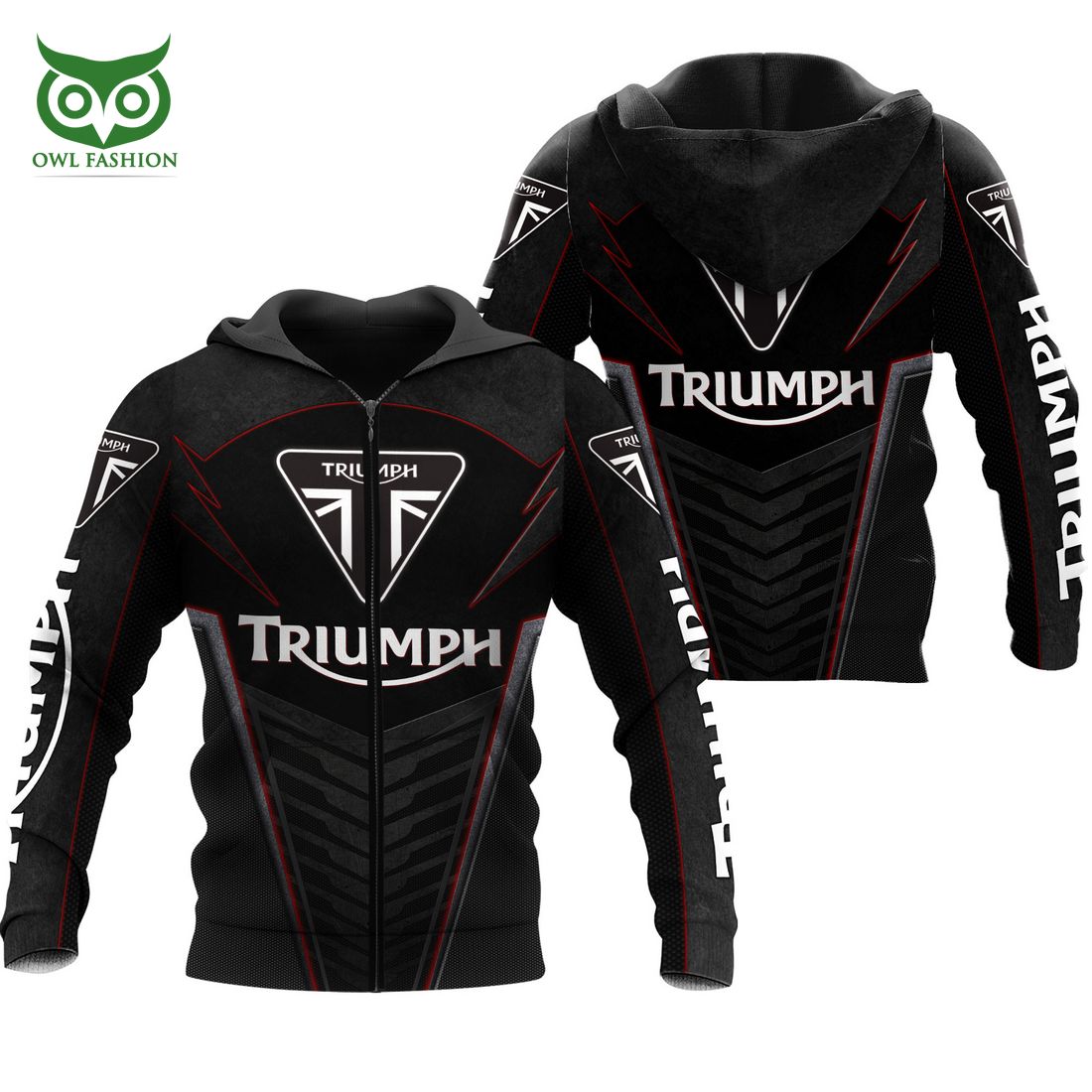 Triumph Motorcycles Red Line Black 3D Shirt