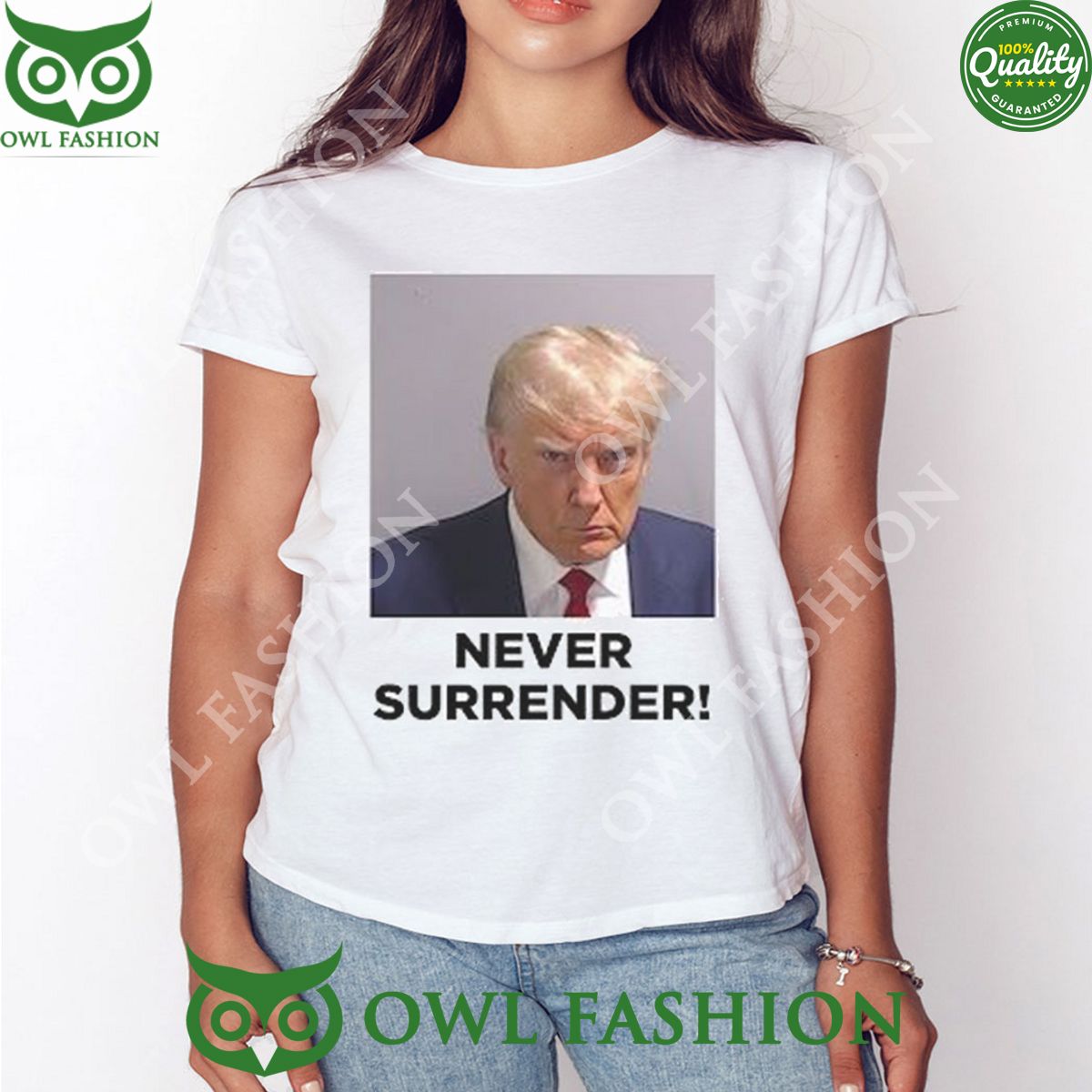 Trump 2024 Never Surrender Mugshot Tee Shirt