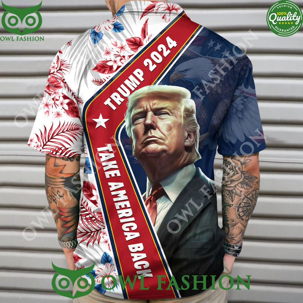 Trump 2024 Take America Back Flag Pattern Hawaii Shirt