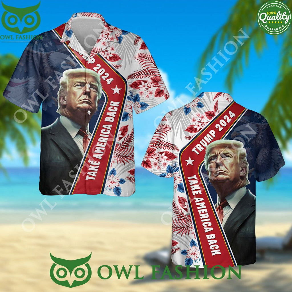 Trump 2024 Take America Back Flag Pattern Hawaii Shirt
