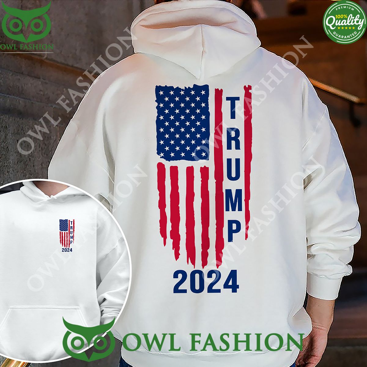 Trump 2024 With America Flag Premium Hoodie Shirt