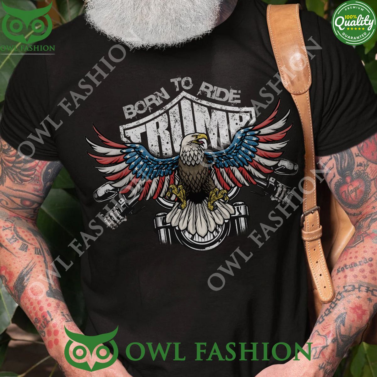 Trump Born to ride Motorcycle USA Eagle t shirt