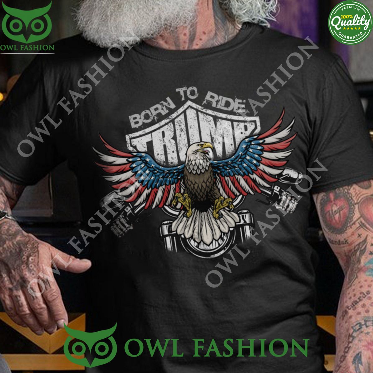 Trump Born to ride Motorcycle USA Eagle t shirt