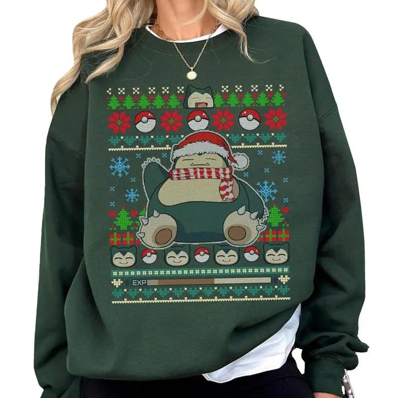 Snorlax Pocket Monster Ugly Christmas sweatshirt/hoodie/tshirt, Snorlax PKM Christmas Sweatshirt,  Gift Shirt, T-Shirt...