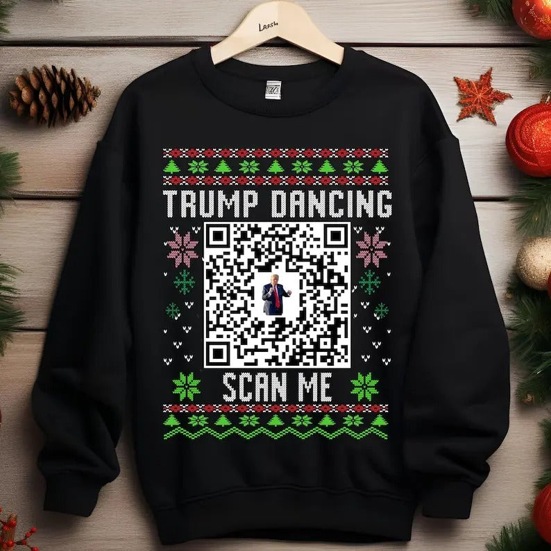 Trump Dance YMCA QR Code Ugly Christmas  sweatshirt/hoodie/tshirt, YMCA Trump Dance qr Code T-Shirt and Hoodie