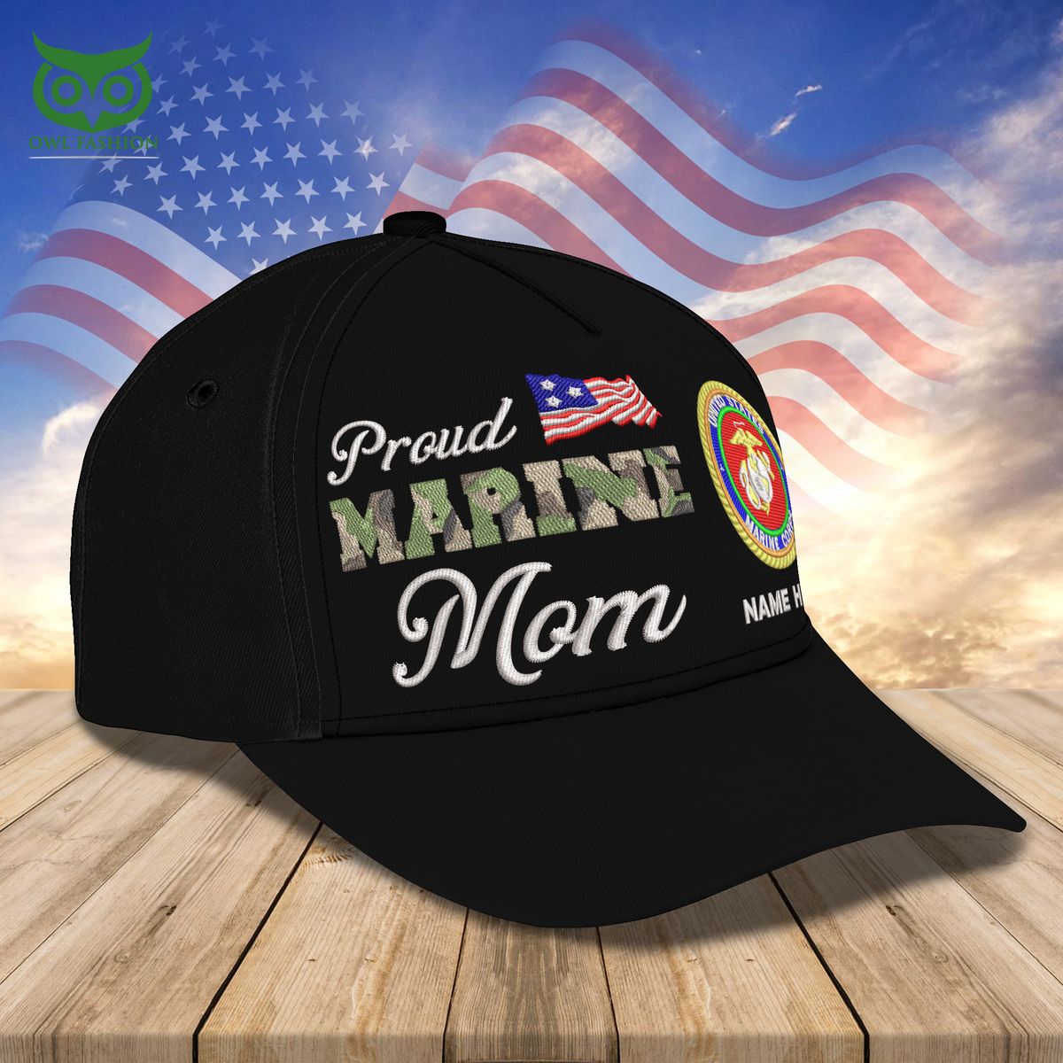 U.S Armed Force Proud Marine Mom Personalized 3D Cap