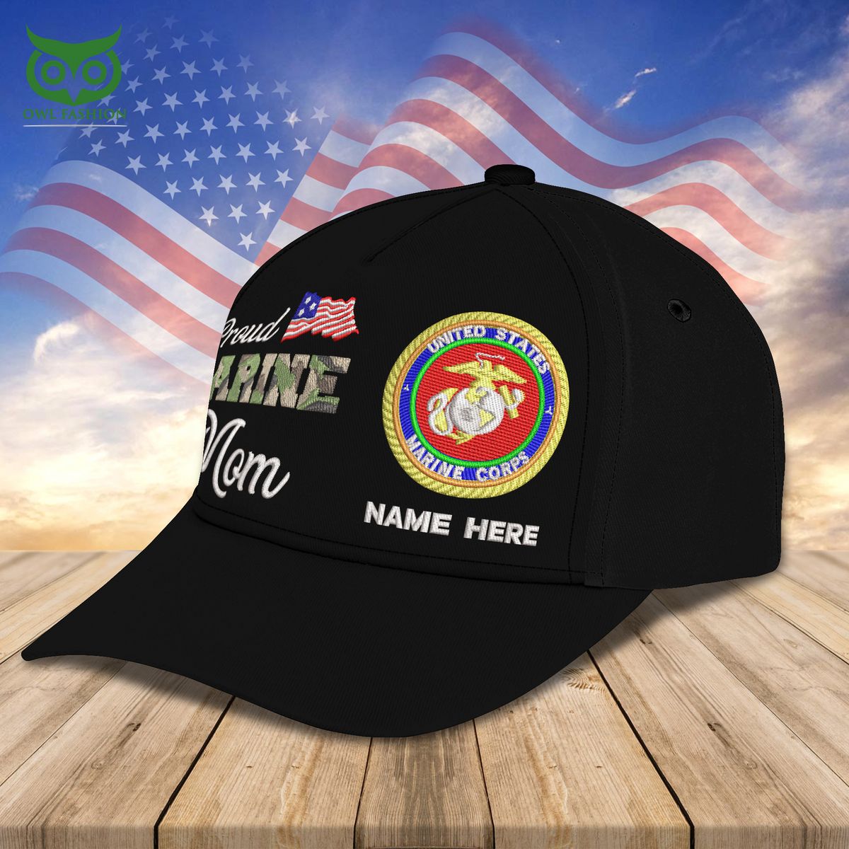 U.S Armed Force Proud Marine Mom Personalized 3D Cap