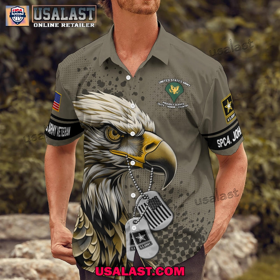U.S. Army Veterans Hawaiian Shirt Custom Your Name And Rank