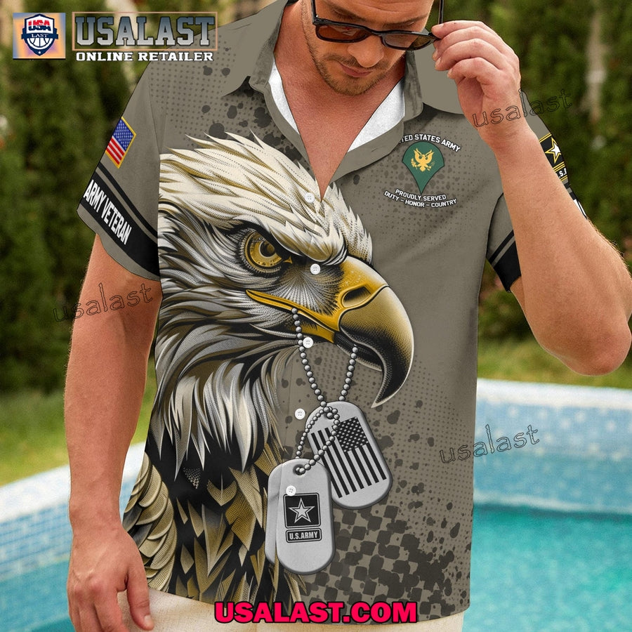 U.S. Army Veterans Hawaiian Shirt Custom Your Name And Rank