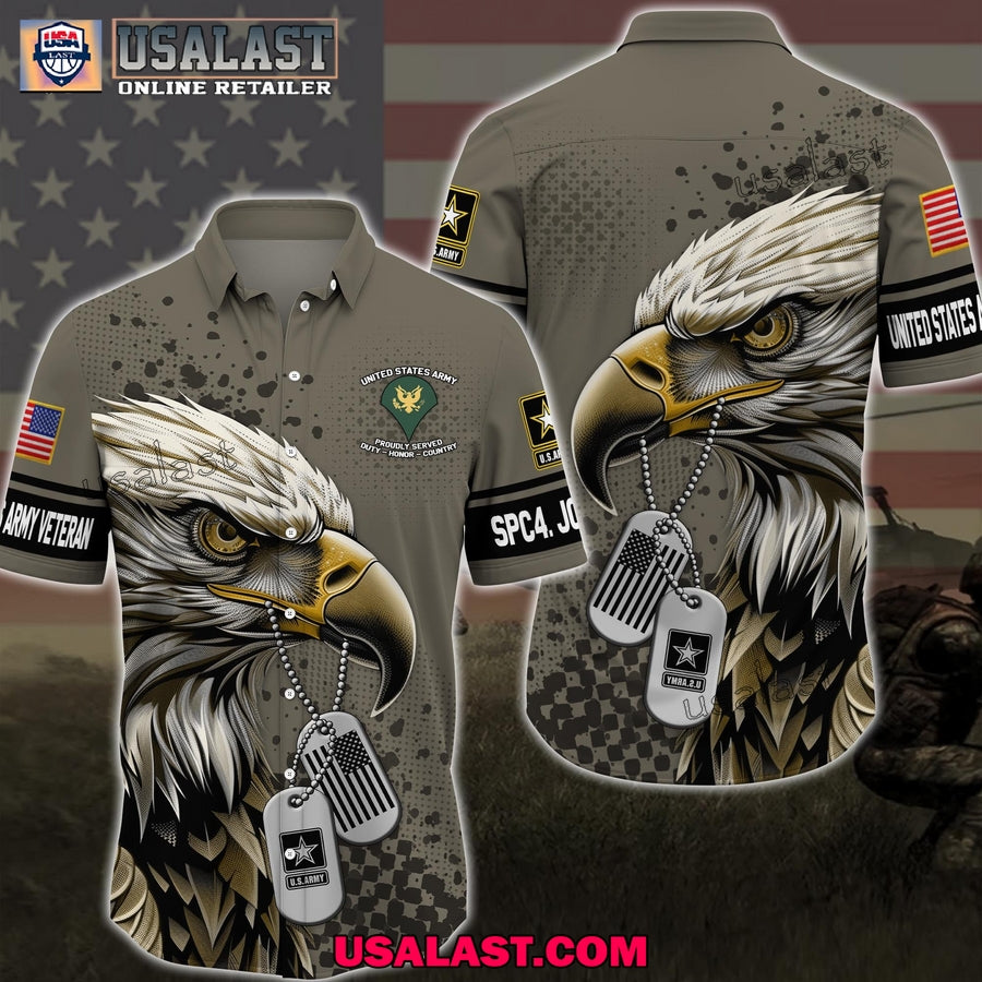 U.S. Army Veterans Hawaiian Shirt Custom Your Name And Rank